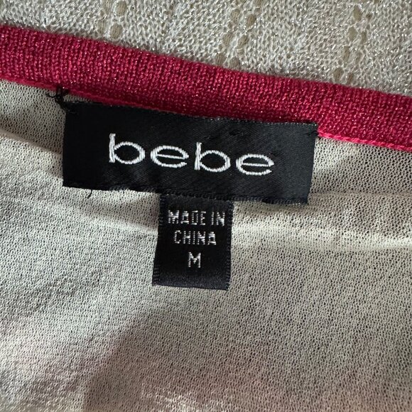 BEBE Metallic‎ Chevron Sweater Dress Size M Pink Balloon Sleeve Knit Y2K Vintage - Picture 4 of 8